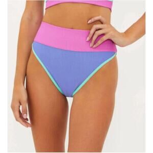 BEACH RIOT Women's Emmy High Waist Bikini Bottom XS Purple Pink High Tide NWT